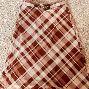 Brown Plaid A-Line Skirt